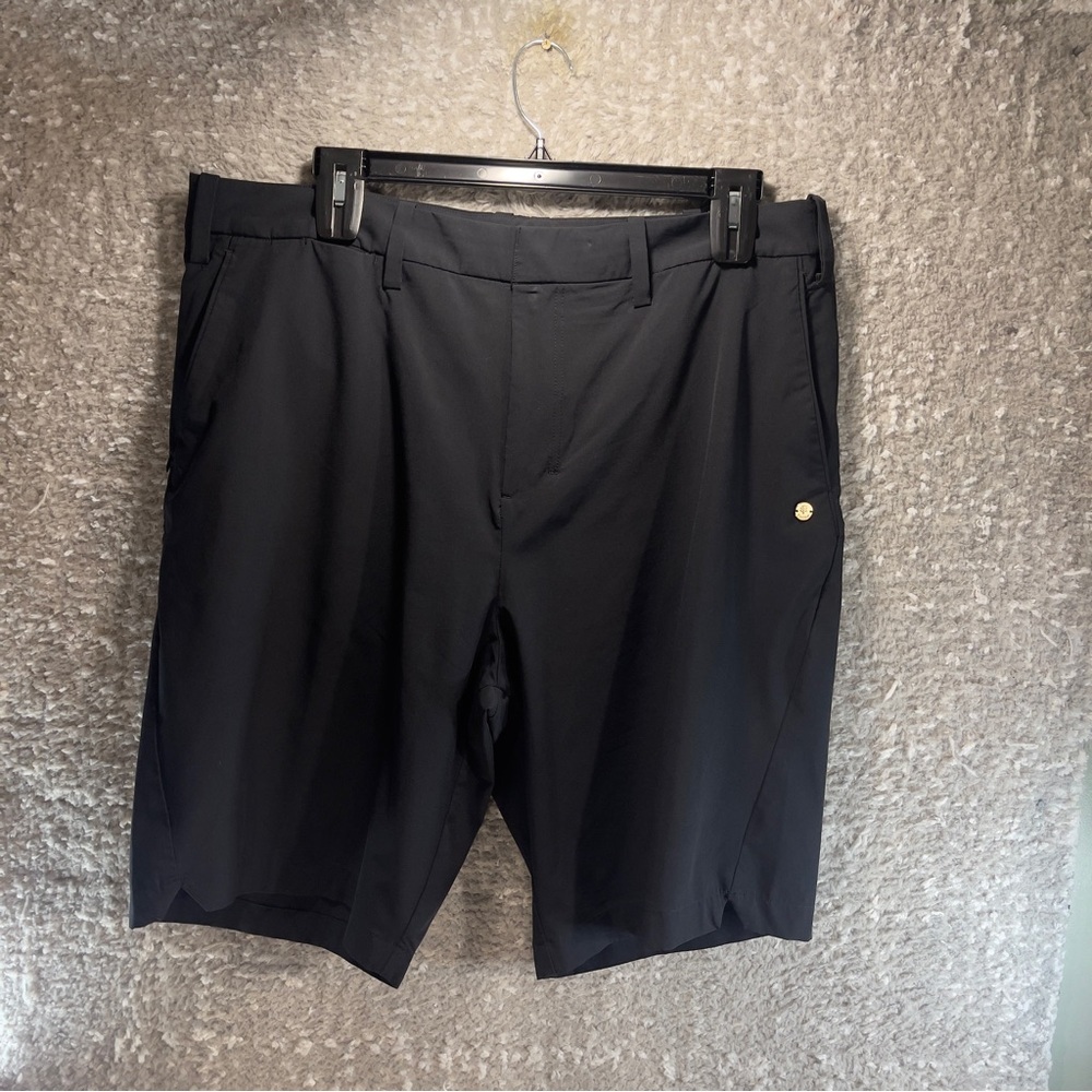 Coolibar Mens Trek Hybrid Shorts 40 Black Flat Front Stretch Hiking Outdoor UPF